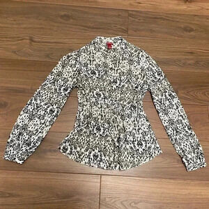 Merona long sleeve animal snake print blouse size xs with drawstring waist